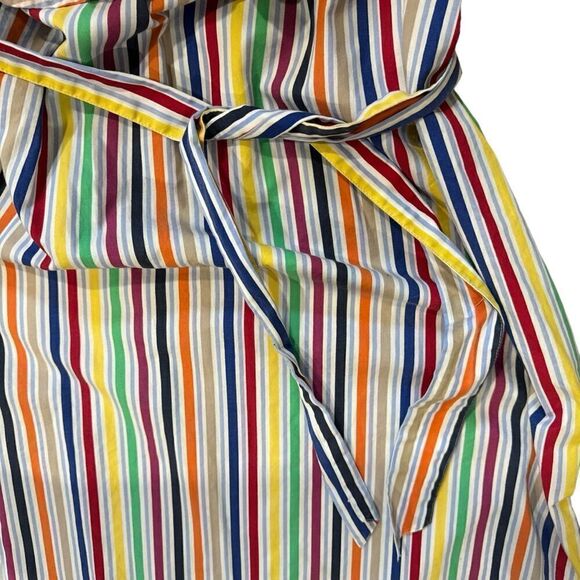 ASOS Rainbow One Shoulder Ruffle Midi Dress with Split in Bright Stripe - Picture 8 of 9